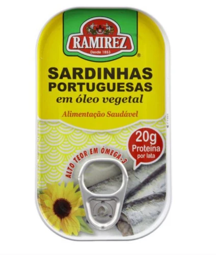 Portugalské sardinky ve slunečnicovém oleji, Sardinhas Portuguesas em óleo vegetal, Ramirez, 125 g